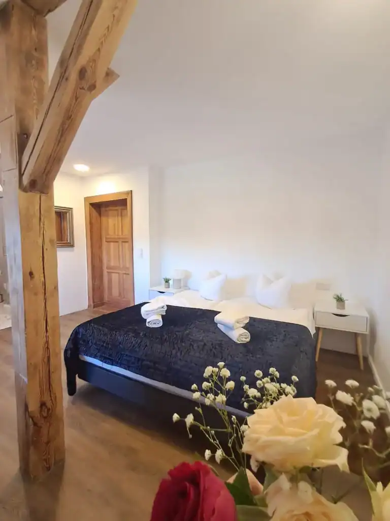 Hochwertige Apartments im Schloss Krugsdorf, historische Schlossanlage bei Pasewalk in Mecklenburg-Vorpommern, stilvoller Innenraum mit moderner Ausstattung.