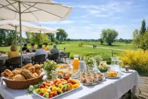 Frühstück auf der Terrasse für Seminarteilnehmer
