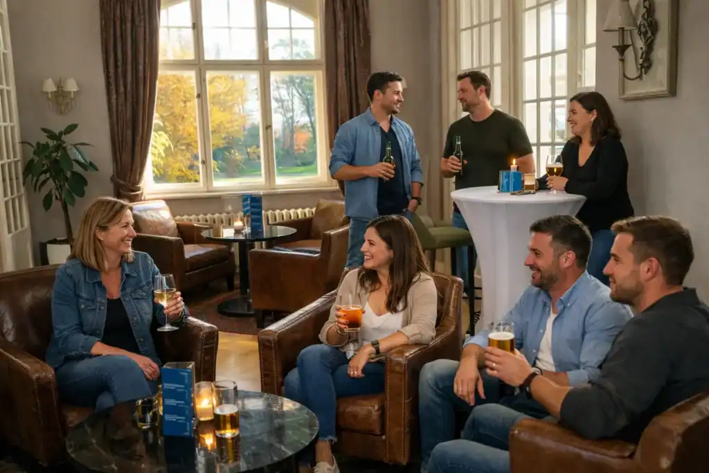 Gruppe in der Lounge Hotel Schloss Krugsdorf bei Pasewalk in der Uckermark