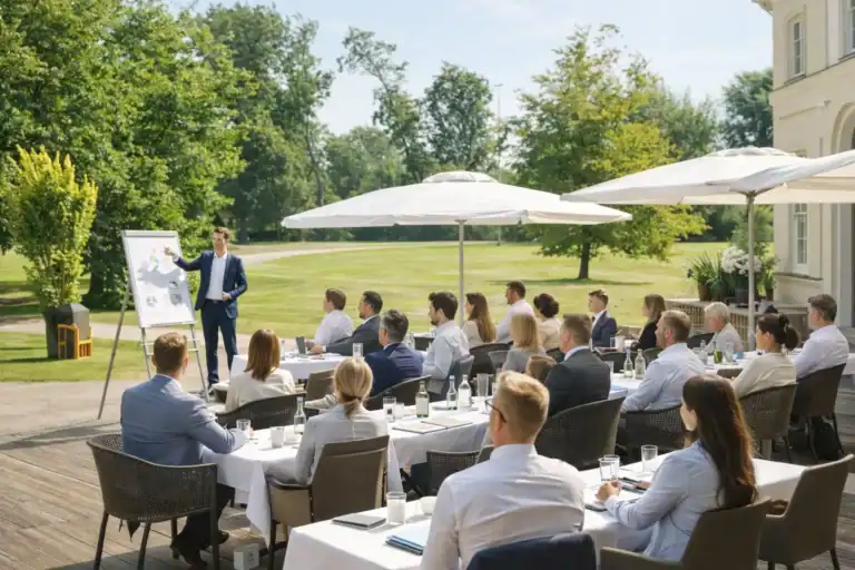 Seminar im Grünen auf der Terrasse