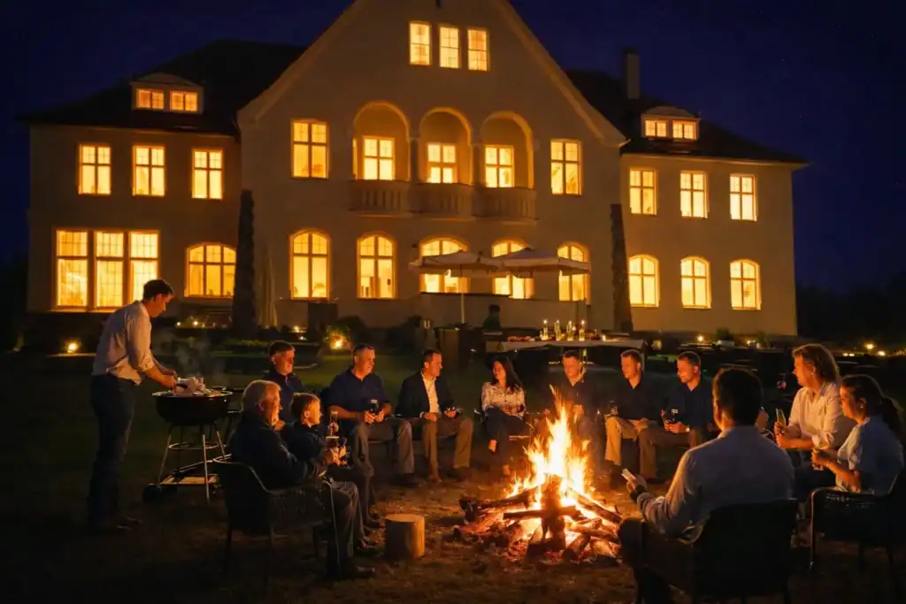 Lagerfeuer vor Schloss Krugsdorf