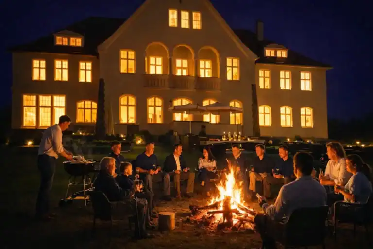 Lagerfeuer vor Schloss Krugsdorf